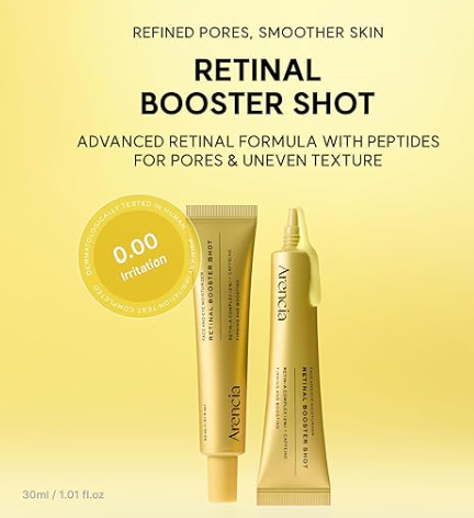 Arencia Retinal Serum, Advanced Night Serum with Retinal, Caffeine and Ectoin, Pore Refining and Firming Formula, 1.01 fl oz