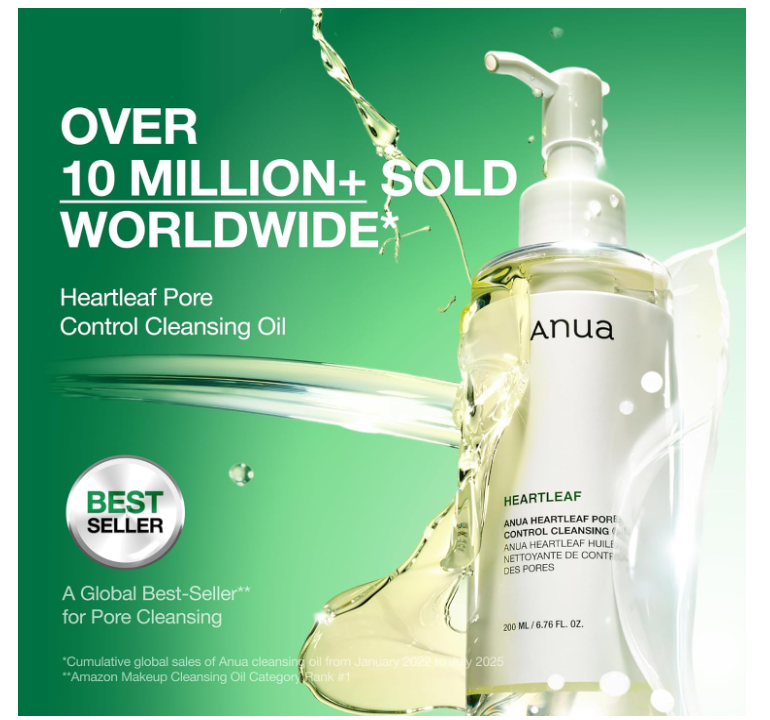 Anua Heartleaf Pore Control Cleansing Oil, Oil Cleanser for Face, Makeup Blackhead Remover, Korean Skin Care 6.76 fl oz(200ml) (original)