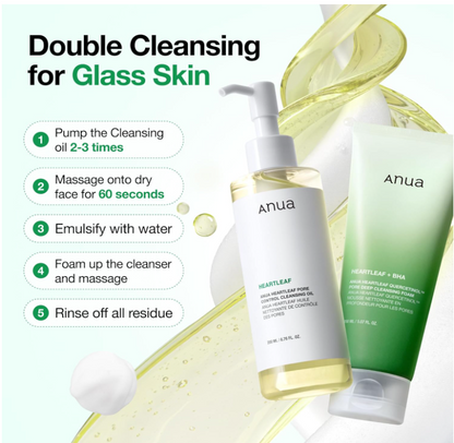 Anua Heartleaf Pore Control Cleansing Oil, Oil Cleanser for Face, Makeup Blackhead Remover, Korean Skin Care 6.76 fl oz(200ml) (original)